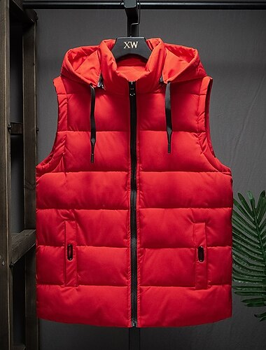  Homme Gilet matelassé Gilet à capuche Rembourré Gilet du quotidien Rendez-vous Vacances Mode Décontractées Automne hiver Poche Capuche détachable Polyester Chaud Confortable Couleur unie fermeture