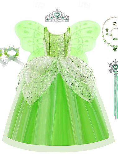 Tinkelbel Sprookje Prinses Tiana Bloemenmeisje jurk Thema feestkostuum Tule jurken Cosplay Film cosplay for Voor meisjes Kinderen Carnaval Maskerade Bruiloft Bruiloft gast
