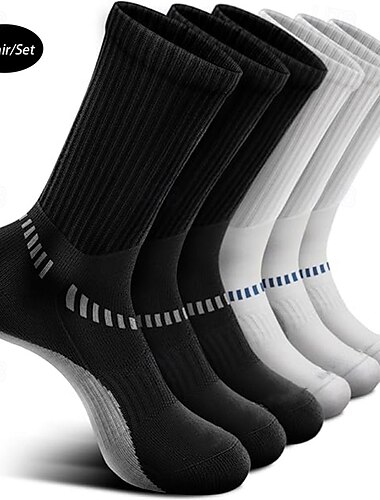  Hombre paquete de 6 unidades Paquetes múltiples Calcetín Calcetas Negro Blanco Color Patrón de navidad Deporte Diario Vacaciones Básico Medio Primavera Otoño Moda Casual