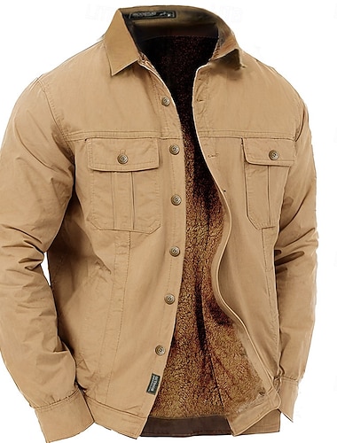  Pánské Retro Pracovní košile Westernová košile Nákladní košile Dlouhý rukáv Na běžné nošení Sporty a outdoor Jdeme ven Podzim Zima Přehnutý Tlačítko dolů Armádní zelená Khaki