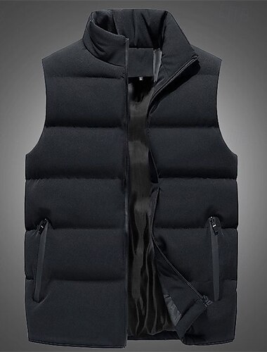 Pánské Puffer Vesta Vesta Prošívaná vesta Dovolená Denní Rande Módní Na běžné nošení Podzim zima Kapsy Polyester Zahřívací Pohodlné Pevná barva Zip Stojáček Běžný Černá Fialová Rubínově červená Vodn