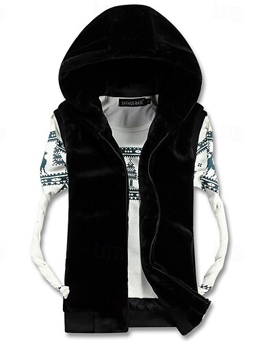  Herren Fleece-Weste Kapuzenweste Weste Kunstpelz-Mantel Täglich Verabredung Urlaub Modisch Brautkleider schlicht Herbst Winter Tasche Polyester warm halten Komfortabel Feste Farbe Reisverschluss Mit
