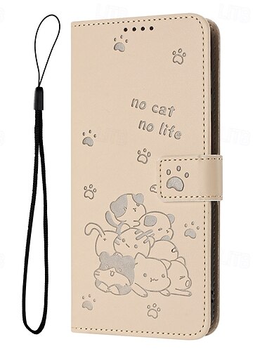  telefoon hoesje Voor iPhone 16 Pro Max Plus iPhone 15 Pro Max Plus iPhone 14 13 12 11 Pro Max Plus Mini SE Wallet Card Case met standaard Volledig lichaamsbeschermend met polsband Kat Retro TPU