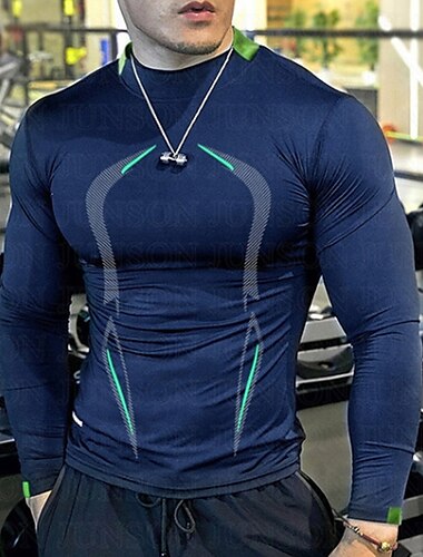  Herren Funktionsshirt Athletisches Hemd Fitnessstudio-Shirt Fitness Shirt Gepolstertes Kompressionshemd Langarm T-Shirt Casual Athlässigkeit Herbst Atmungsaktiv Schnelltrocknend Weich Fitnesstraining