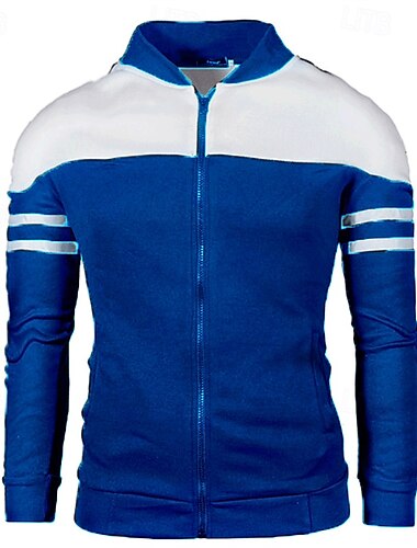  Herren Leichte Jacke Sommerjacke übergangsjacke Freizeitjacke Urlaub Täglich Verschleißfest Tasche Frühling & Herbst Farbblock Mode Klassisch Stehkragen Regulär Schwarz Wein Marineblau Blau Jacken