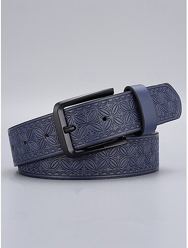  Herrengürtel aus geprägtem Kunstleder im Vintage-Stil mit geometrischem Muster – klassisches Modeaccessoire im Westernstil