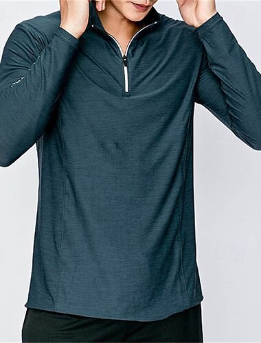 Herren Laufshirt Sport Top Langarm T-Shirt Casual Athlässigkeit Herbst Atmungsaktiv Fitnesstraining Laufen Gehen Sportbekleidung Sportkleidung Einfarbig Schwarz Königsblau Militßrgrün