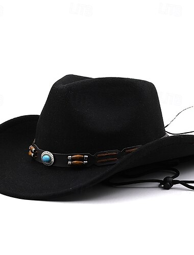  Herren Kentucky Derby Hut Sonnenhut Cowboyhut Fedora-Trilby-Hut Schwarz Wein Wollig Vintage-Stil Mode 18. Jahrhundert Bundesstaat Texas Täglich Themenparty Einfarbig Sonnenschutz Cosplay
