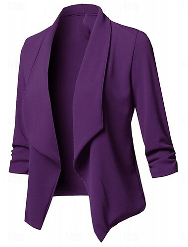  Femme blazer Travail énorme Couleur unie Respirable Style OL Standard Vêtements d'extérieur manche longue Automne Rose Claire S