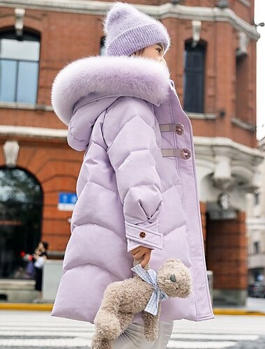 kinderkleidung Mädchen Daune Feste Farbe Modisch Zip Schulanfang Mantel Oberbekleidung 4-12 Jahre Herbst Schwarz Rosa Purpur