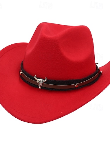  Herren Sonnenhut Cowboy-Hut Fedora-Trilby-Hut Schwarz Rote Baumwolle / Polyester Vintage-Stil Modisch 18. Jahrhundert Bundesstaat Texas Täglich Kostümparty Solide / einfarbig Sonnenschutz Cosplay