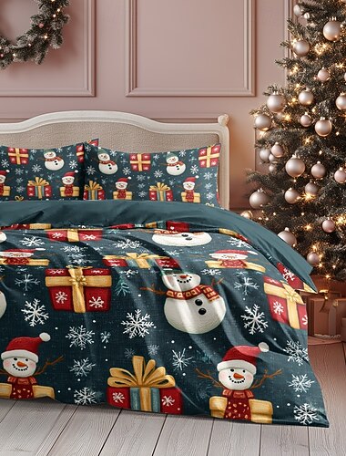  サンタクロース クリスマス コットン 寝具セット 3 点セット ホリデー ベッドリネン 子供用 - 柔らかくて心地よいクリスマス ベッドスプレッドと枕カバー