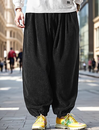  Herren Jogginghose Trainingshose Jogginghose Jogger Cordhose Hose Hosen Haremshose Kordelzug Elastische Taille Ausgebeult Glatt Komfort Warm In voller Länge Outdoor Casual Täglich Sport Modisch
