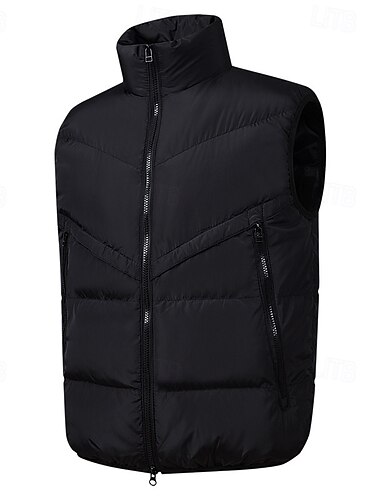  Herren Weste für Wanderer Daunenweste Steppweste Wander-Fleeceweste Ärmellos Weste Außen warm Tragbar Leichtgewichtig Winter Patchwork Tasche Polyester Patchwork Schwarz Weiß Armeegrün Arbeit Jagd