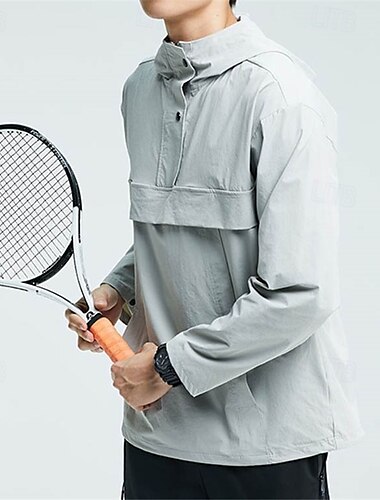  Hombre Chaqueta para correr Botón Manga Larga Chaqueta Casual Ropa Deportiva Transpirable Suave Entrenamiento de gimnasio Corriendo Paseo Ropa de deporte Ropa de Deporte Color sólido Negro Blanco