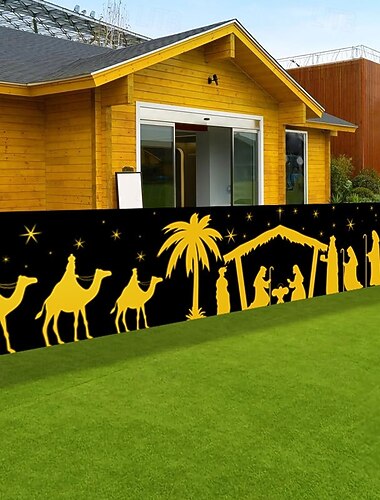  jul banderoll tecken julkrubba banner dekorationer gott nytt år tillbehör staket gård skylt inomhus utomhus dekorationer foto bakgrund