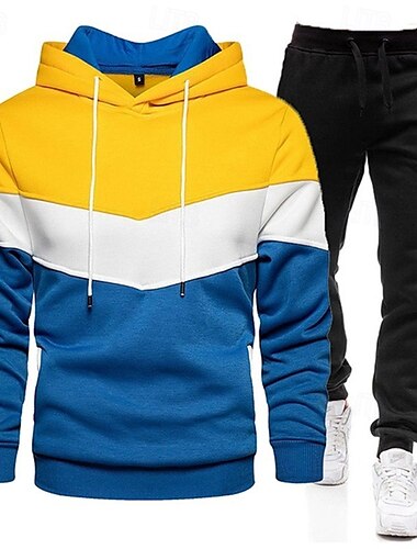  Per uomo Tuta Da Ginnastica Tuta da jogging 2 pezzi Informale Autunno Manica lunga Traspirante Morbido Fitness Allenamento in palestra Corsa abbigliamento sportivo Abbigliamento sportivo Color Block