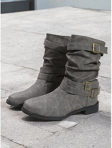  Damen-Stiefeletten im Vintage-Stil in Braun mit Schnallenriemen – perfekt für die Freizeit oder als Herbstmode