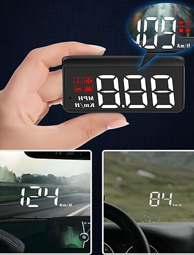  bil hud head up display bil portabel hastighetsmonitor bil universell hud med obd kabel hastighetsmätare motor varvtal varning körsträcka mätning allt i ett