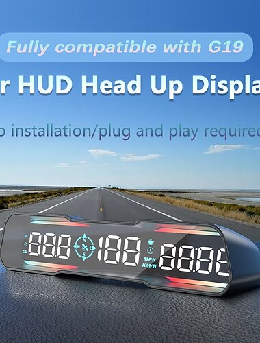  bil head up display hud obd / gps universell digital hastighetsmätare kmh mph vägmätare med överfartslarm kompasstillbehör