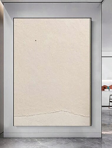  Wabi Sabi Kunstwerk handgemalte Wandkunst beige abstraktes Ölgemälde auf Leinwand handgemachte beige Textur weißes Gemälde handgemachte Wandkunst neutrale abstrakte Malerei Wandkunst