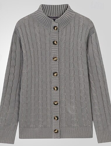  Herre Cardigan Sweater Cardigan Cropped cardigan sweater Beskåret sweater Rillet Kabelstrik Strikke Beskåret Strikket Basale Ensfarvet / almindelig farve Stående krave Dagligdagstøj Familiefest Tøj