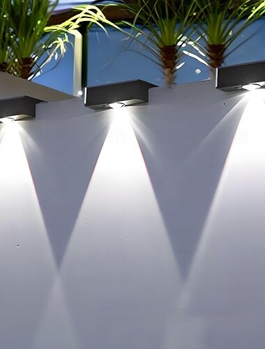  applique murale solaire, lampes de terrasse et de clôture à LED super lumineuses, lampes de nuit à énergie solaire pour jardin, balcon et porche