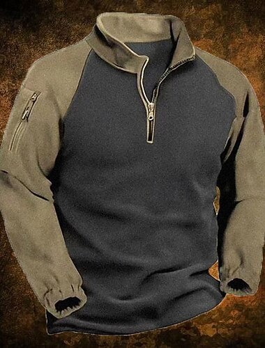  Miesten College Quarter vetoketjullinen collegepaita Armeijan vihreä Laivaston sininen Puolivetoketju Väripalikka Tilkkutäkki Urheilu ja ulkoilu Päivittäin Pyhäpäivä Katutyyli Perus Vapaa-aika