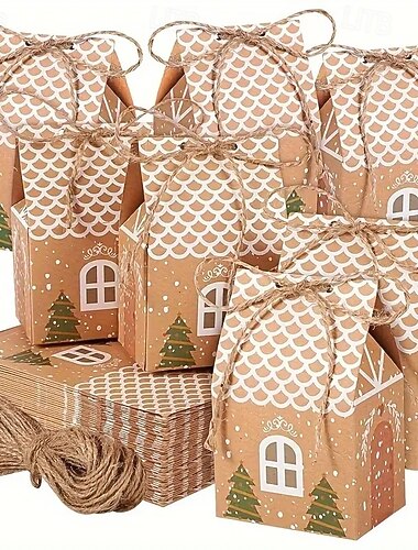  20 sztuk mini papierowych pudełek na cukierki świąteczne - urocze torby na prezenty na przyjęcia, ozdoby choinkowe, prezenty ślubne&amp;świąteczne obchody prezentów świątecznych