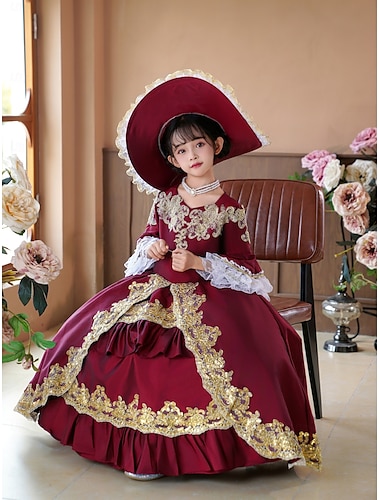  Goottityyli Cosplay-Lolita Rokokoo Mekot Juhla-asu Naamiaisasu Prinsessa Shakespeare Yhtenäinen väri Tanssiaismekko Tyttöjen Joulu Halloween Karnevaali Juhla Syntymäpäivä Pyhäpäivä Lapsen Leninki