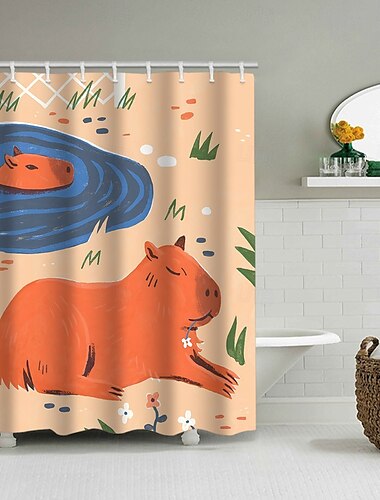 Capybara-Liebhaber 200 cm hoch duschvorhang waschbar Kawaii-Nagetier-Badvorhang perfekte Capybara-Geschenke für Kinder niedliche Stoff-Duschdekoration