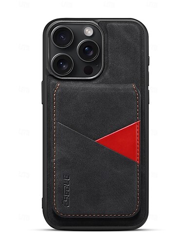  telefon Ügy Kompatibilitás iPhone 16 15 14 Pro Max Plus iPhone 13 Pro Max Fekete tok Állvánnyal Leválasztható Mágneses Retro TPU PU bőr
