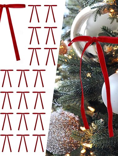  24 kpl samettijouset joulukuuseen, jouluseppelejouset, joulusamettijouset maalaismaiset käsityöt lahjajouset vintage samettinauhajouset jouluksi kodin sisustukseen häihin ulkona sisätiloihin