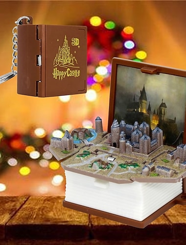  брелок для ключей с зачарованным замком для детейрюкзак-игрушкакоричневыймини-игрушки для мальчиков и девочекгарри-фанко поп-брелкиминиатюрные игрушки для 8-12зачарованный замок сцена для