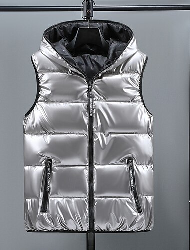  Homme Gilet matelassé Gilet à capuche Rembourré Gilet du quotidien Rendez-vous Vacances Mode Décontractées Automne hiver Poche Polyester Chaud Confortable Couleur unie fermeture Éclair Capuche