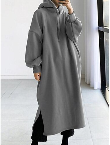  felpa con cappuccio da donna casual sherpa semplice abbigliamento quotidiano felpa con cappuccio manica lunga nero verde verde militare grigio autunno inverno