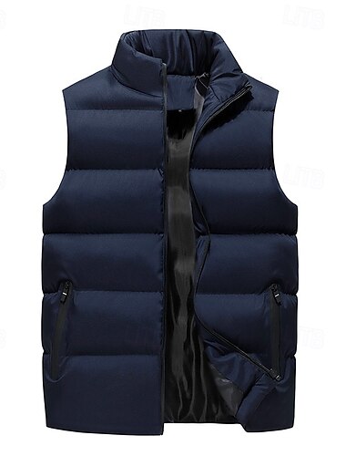  Herren Wintermantel Winterjacke Puffer Weste Weste Steppweste Strickjacke Casual Campen und Wandern Winter Tasche Polyester Windundurchlässig Warm Bequem Solide / einfarbig Stehkragen Schwarz Rote