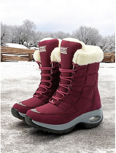  Botas de nieve de invierno impermeables para mujer con forro de felpa cálido y suela antideslizante, ideales para actividades al aire libre en climas fríos.