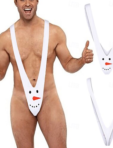  Muñeco de Nieve Tanga Ropa Interior regalo de Navidad Mankini Hombre Navidad Año Nuevo Nochebuena Gracioso Broma Adultos Fiesta Navidad