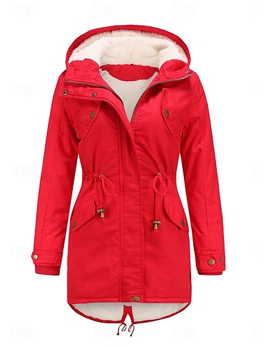  Damen Fleecejacke Teddy-Mantel Hoodie Jacke warm halten Atmungsaktiv Zip Tasche Innenfutter aus Fleece Brautkleider schlicht Glatt Urlaub Strasse Freizeitskleidung Ausgehen Reisverschluss Standard