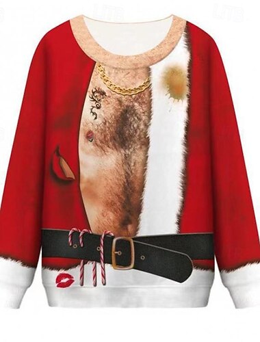  Jul julenissen Pullover Morsom julegenser 3D-utskrift 3D Jul Morsom Til Par Herre Dame Voksne Jul Karneval 3D-utskrift Fest Festival