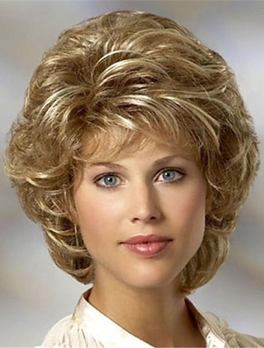  Peluca corta rubia en capas de duendecillo Pelucas de cabello corto y rizado para mujeres blancas y negras
