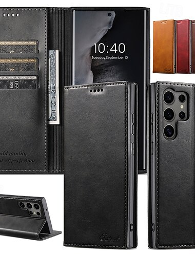  telefon Etui Til S24 S24 Ultra Plus S23 Ultra Plus S23 S22 S22 Plus Ultra S25 Ultra Bakdeksel med stativ Magnetisk Kortspor Kontor / Bedrift PC PU lær