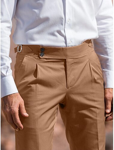  Homme pantalon de costume Pantalon Pantalon plissé Pantalon de costume Pantalon Gurkha Poche Taille haute Plein Confort Respirable Mariage Extérieur du quotidien Elégant Rétro Vintage Noir Blanche