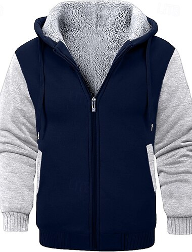  Herren Hoodie Sweatshirt Kapuze Kapuzenshirt mit durchgehendem Reißverschluss Fleece-Hoodie Weinrot Schwarz Rote Marineblau Hellgrau Mit Kapuze Glatt Sport & Natur Täglich Festtage Strassenmode Cool