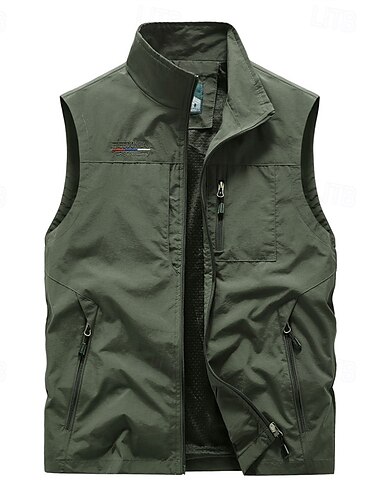  Herren Weste für Wanderer Wander-Fleeceweste Ärmellos Weste Außen Atmungsaktiv Komfortabel Tasche Polyester Schwarz Armeegrün Marinenblau Jagd Angeln Klettern