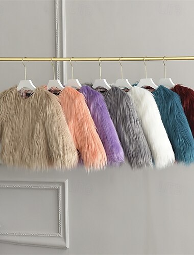  Kinderen Voor meisjes Jas van imitatiebont Effen Kleur leuke Style School jas bovenkleding 4 jaar + Herfst Wit Champagne Wijn