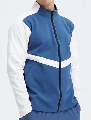  Herren Laufshirt Sport Top Laufjacke Trainingshemd Langarm Sweatshirt Casual Athlässigkeit Herbst warm Atmungsaktiv Weich Fitnesstraining Laufen Gehen Sportbekleidung Sportkleidung Farbblock Wei