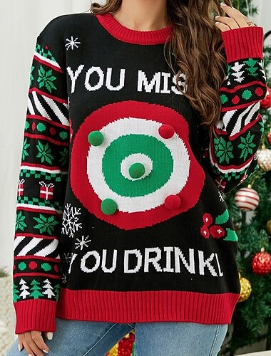  Te extraño, bebes Suéter navideño feo Pullover Saltador Mujer Navidad Año Nuevo Nochebuena Navidad Innovador Gracioso Adultos Fiesta Navidad Cima