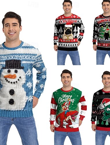  Natale Babbo Natale Cagnolino Carlino Pullover Felpa divertente di Natale Stampa 3D 3D Natale Grafica Divertente Per Da coppia Per uomo Per donna Per adulto Natale Carnevale Stampa 3D Feste Festival